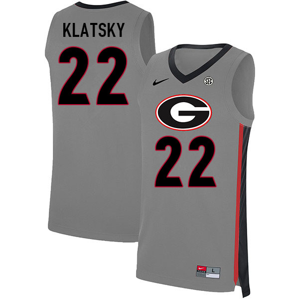Men #22 Brandon Klatsky Georgia Bulldogs College Basketball Jerseys Sale-Gray
